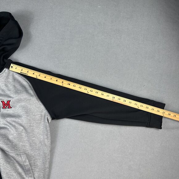 Miami Redhawks Adidas Team Issue Hoodie Mens Large Gray Black ClimaWarm Full Zip - Picture 7 of 15